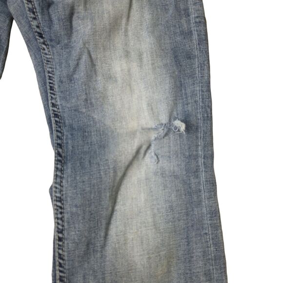 BKE Carter Men’s Bootleg Cotton Stretch Distressed Blue Denim Jeans 28R - Picture 6 of 12